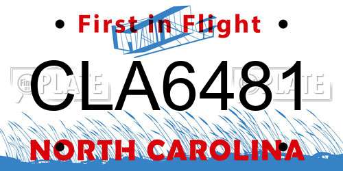 CLA6481 North Carolina License Plate