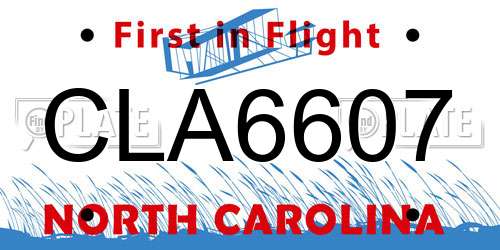 CLA6607 North Carolina License Plate