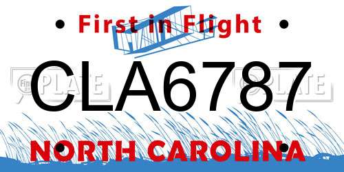 CLA6787 North Carolina License Plate