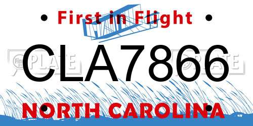 CLA7866 North Carolina License Plate