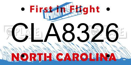 CLA8326 North Carolina License Plate