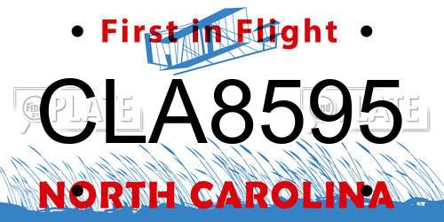 CLA8595 North Carolina License Plate