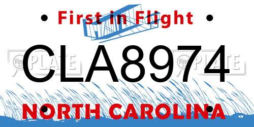 CLA8974 North Carolina License Plate