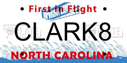 CLARK8 North Carolina License Plate