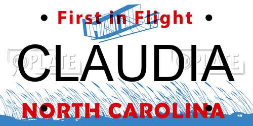 CLAUDIA North Carolina License Plate