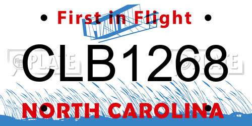 CLB1268 North Carolina License Plate