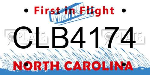 CLB4174 North Carolina License Plate