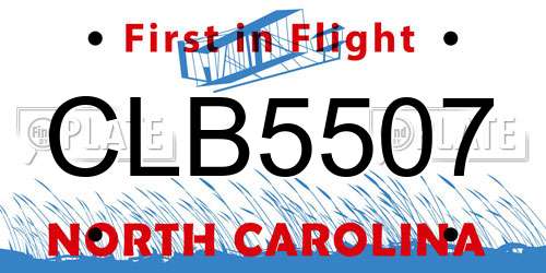 CLB5507 North Carolina License Plate