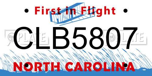 CLB5807 North Carolina License Plate