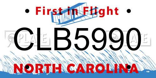 CLB5990 North Carolina License Plate