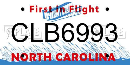 CLB6993 North Carolina License Plate
