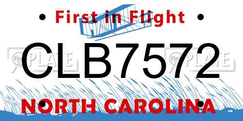 CLB7572 North Carolina License Plate
