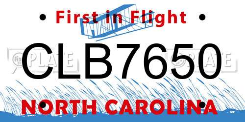 CLB7650 North Carolina License Plate