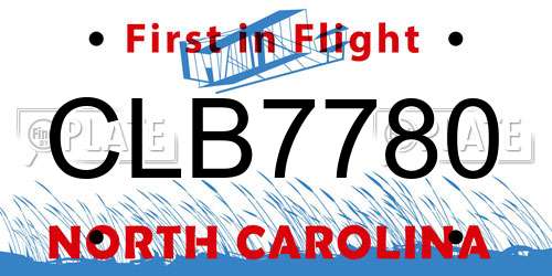CLB7780 North Carolina License Plate