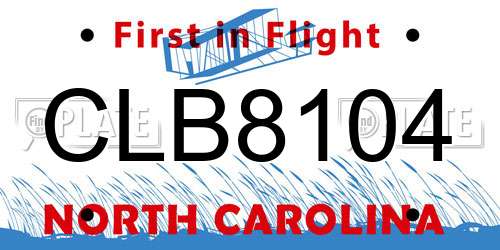 CLB8104 North Carolina License Plate