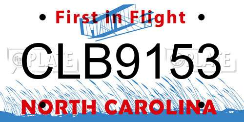 CLB9153 North Carolina License Plate