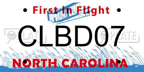 CLBD07 North Carolina License Plate