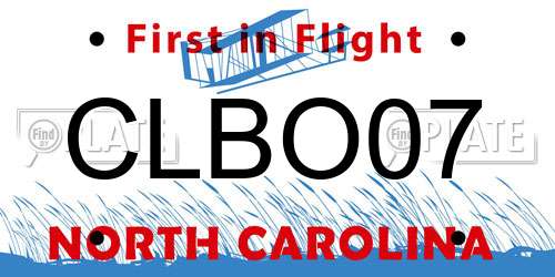 CLBO07 North Carolina License Plate