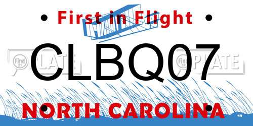CLBQ07 North Carolina License Plate