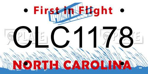 CLC1178 North Carolina License Plate