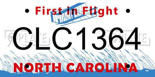 CLC1364 North Carolina License Plate