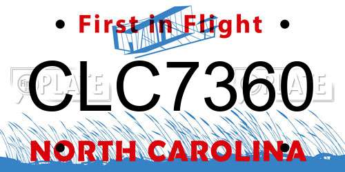 CLC7360 North Carolina License Plate