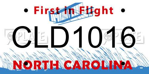 CLD1016 North Carolina License Plate