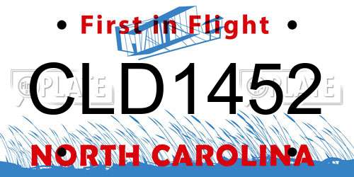 CLD1452 North Carolina License Plate
