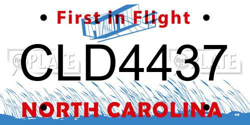 CLD4437 North Carolina License Plate