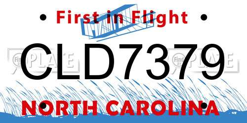 CLD7379 North Carolina License Plate