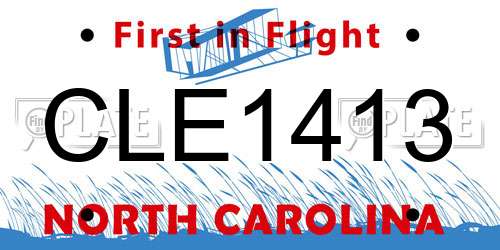 CLE1413 North Carolina License Plate