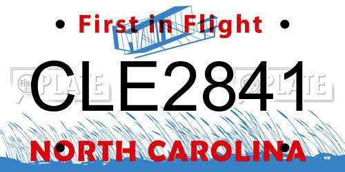 CLE2841 North Carolina License Plate