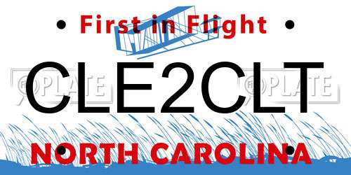 CLE2CLT North Carolina License Plate