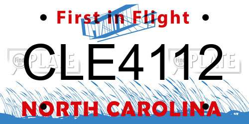 CLE4112 North Carolina License Plate