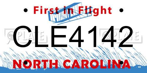 CLE4142 North Carolina License Plate