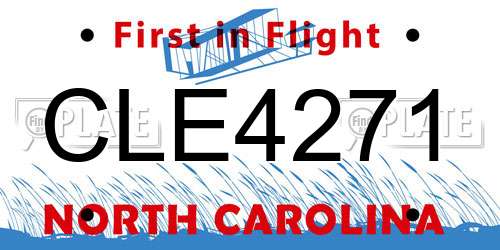 CLE4271 North Carolina License Plate