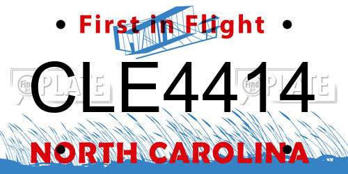 CLE4414 North Carolina License Plate