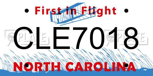 CLE7018 North Carolina License Plate