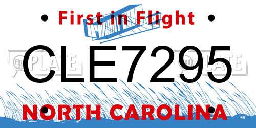 CLE7295 North Carolina License Plate