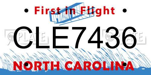 CLE7436 North Carolina License Plate