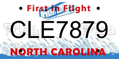 CLE7879 North Carolina License Plate
