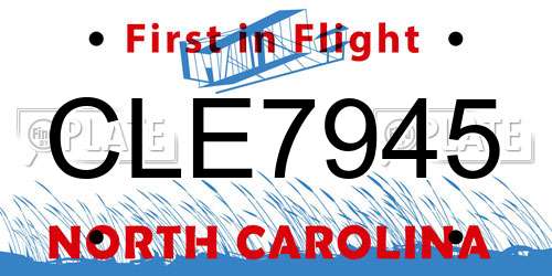CLE7945 North Carolina License Plate