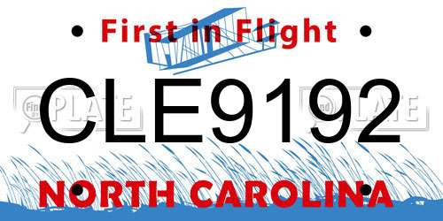 CLE9192 North Carolina License Plate