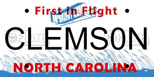 CLEMS0N North Carolina License Plate