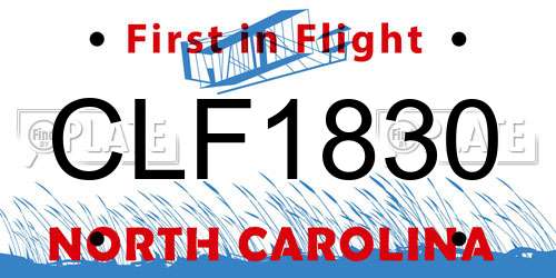 CLF1830 North Carolina License Plate