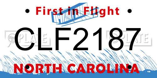 CLF2187 North Carolina License Plate