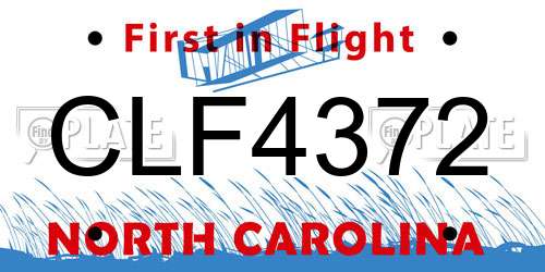 CLF4372 North Carolina License Plate