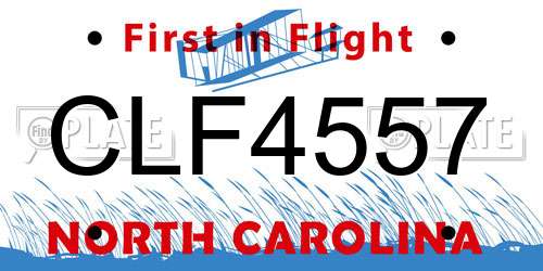 CLF4557 North Carolina License Plate