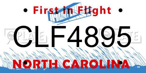 CLF4895 North Carolina License Plate