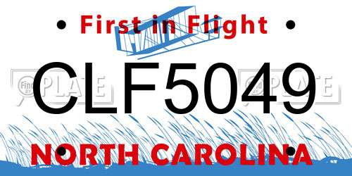 CLF5049 North Carolina License Plate
